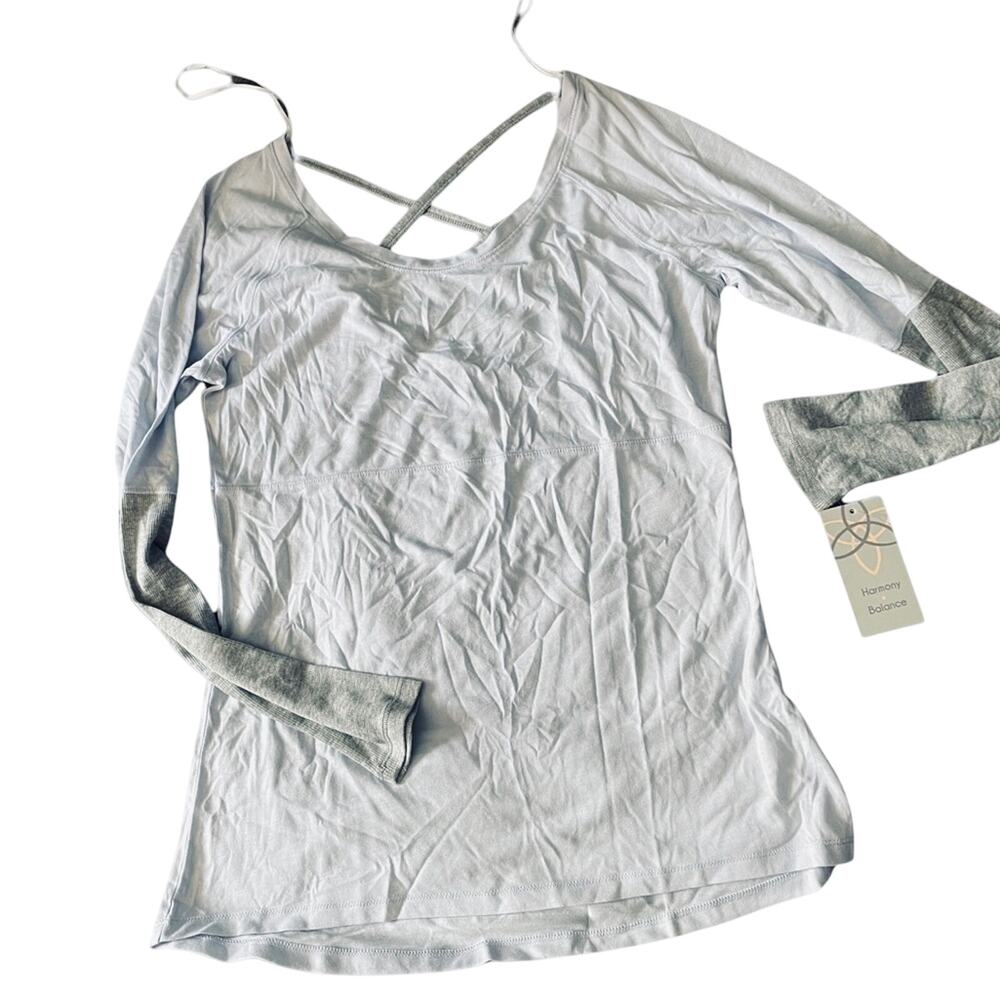 NWT Harmony Balance Medium Casual Activewear Colorblock Stretch Long Sleeve Gray
